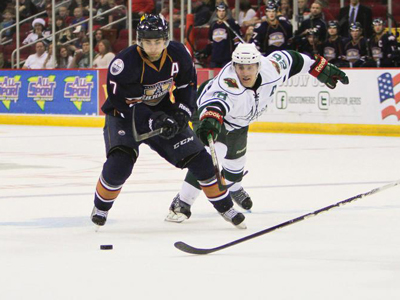 Barons fall in shootout, despite three point night from Taylor Hall