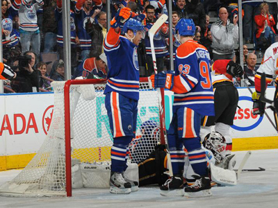 Oilers make it four straight against depleted Flames
