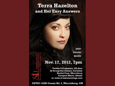 Terra Hazelton promises to blow the roof off the St. Lawrence Stage!