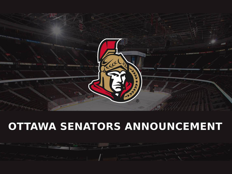 A second Sens player tests positive for COVID-19