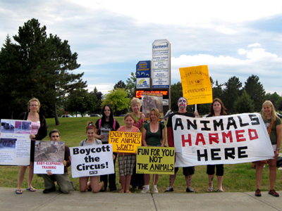 A dozen people protest the Shrine Circus at Complex