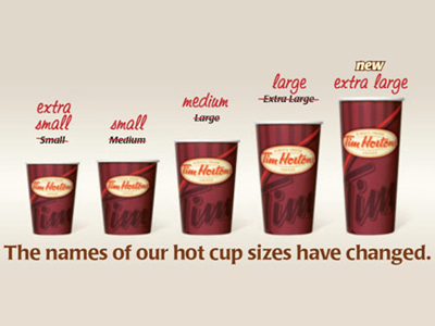 Tim Hortons changes names of cup sizes, effective today